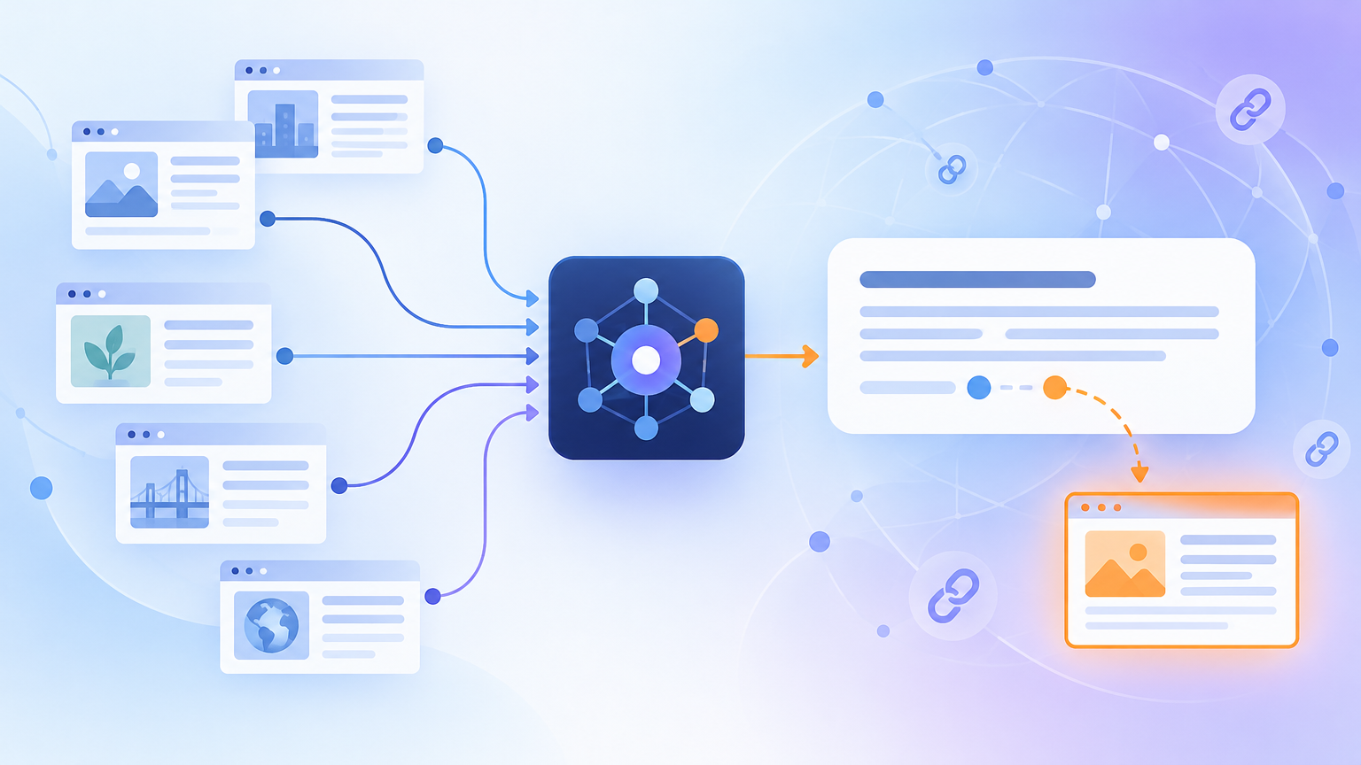 A brand website feeding trusted content into an AI answer engine that cites it in a written answer
