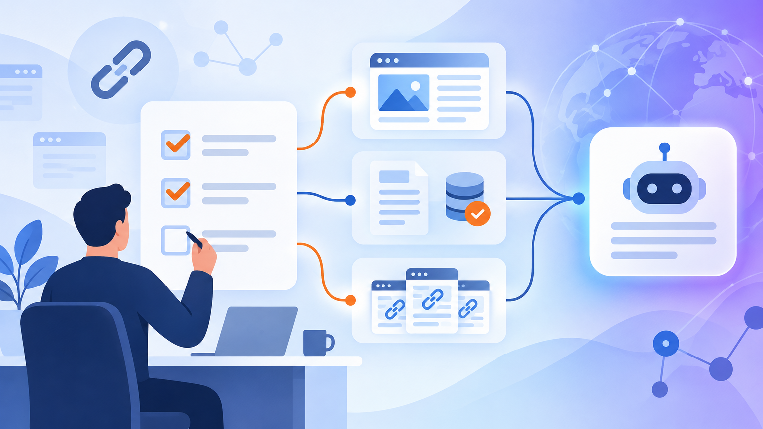 A marketer working through a GEO checklist covering content, citations and third party mentions